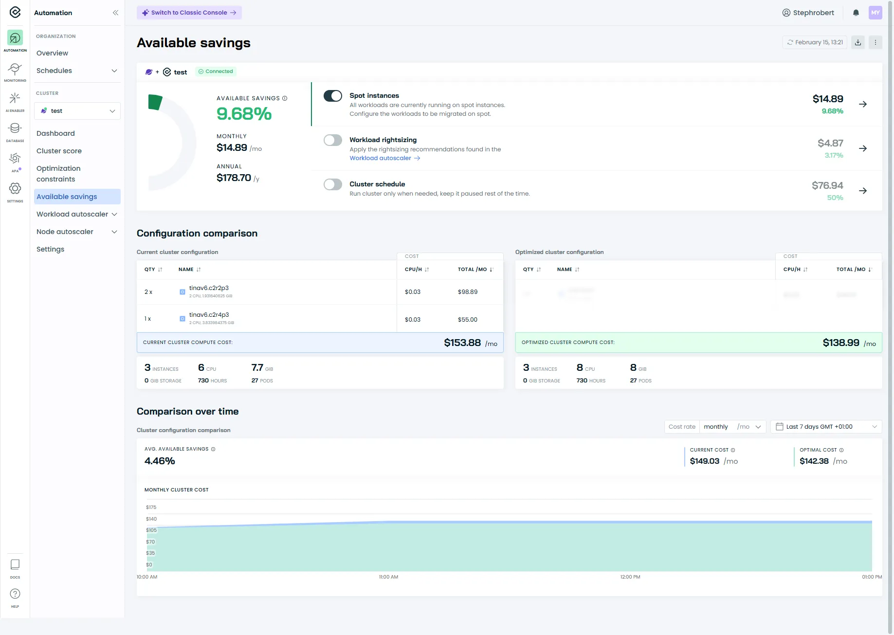 console available savings