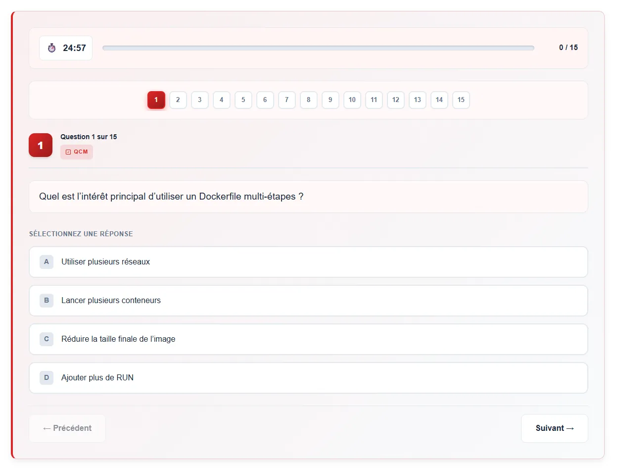 Interface des quiz