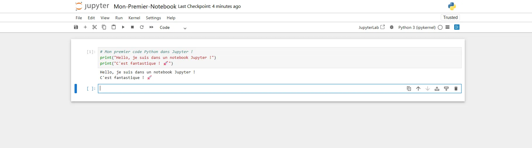 Résultat de la première cellule