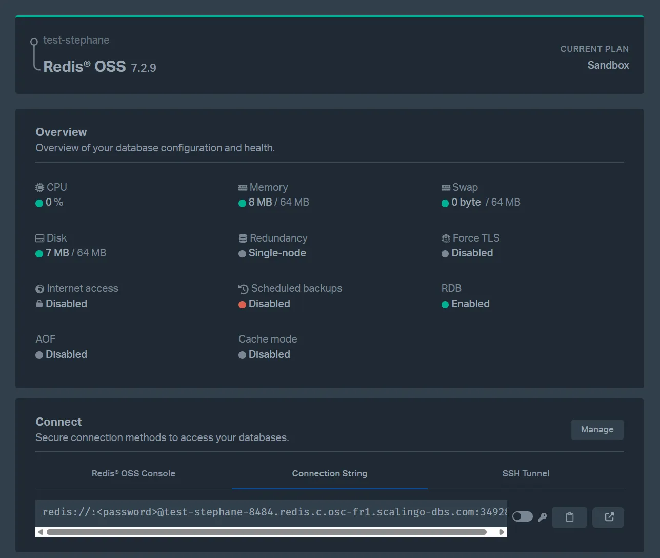 Scalingo Redis Dashboard