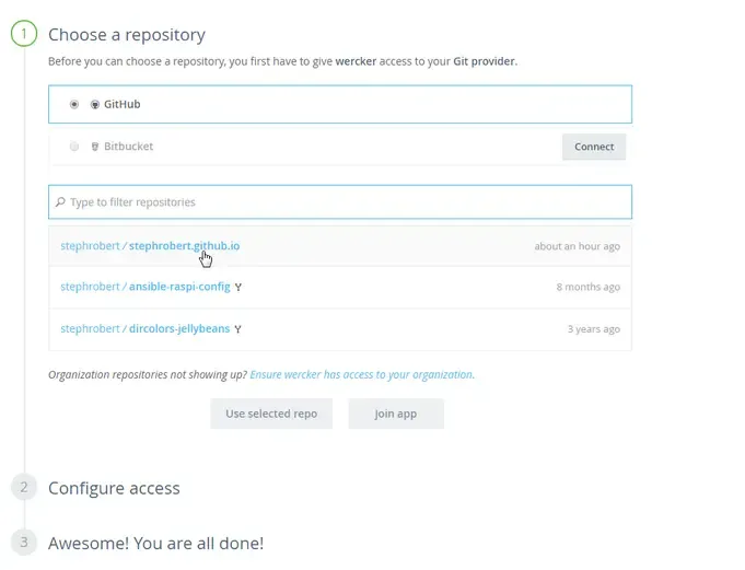 Creer Wercker application